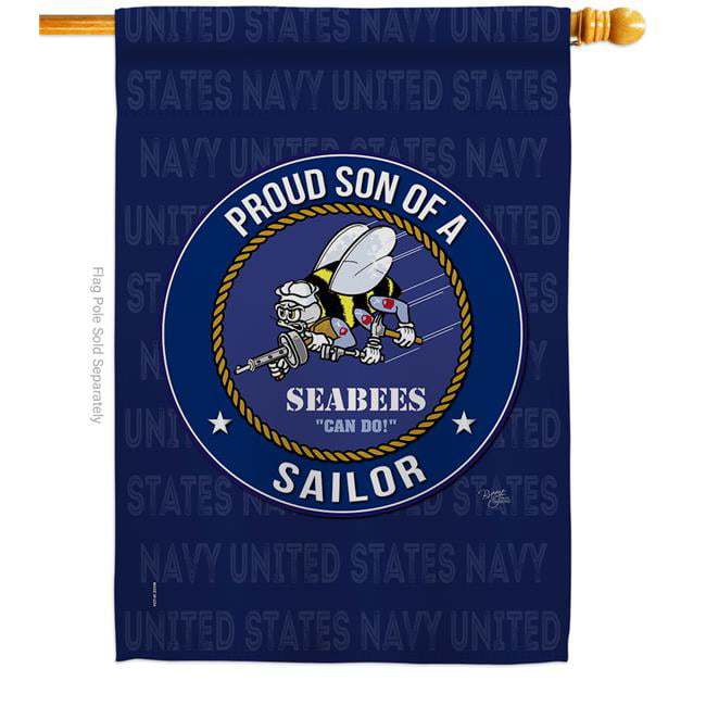 US Navy Garden Flag USN Armed Forces Seabee Military Veteran House Yard Banner 