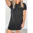 thumbnail image 1 of Women's Gray Striped Ribbed Knit T-shirt Shift Dress, 1 of 15