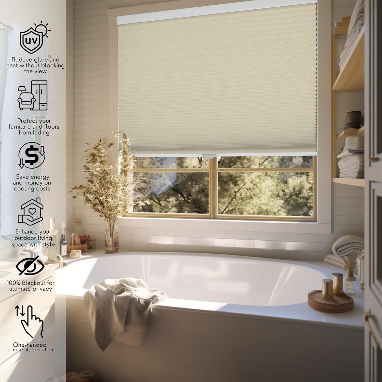 Chicology Beige Cordless Blackout Cellular Shades 28 in. W x 72 in. L