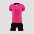 thumbnail image 2 of CYRBOKO Boy's Athletic Outfit Sets, Short Sleeve Quick-dry Elastic Waist Crewneck Sports T-Shirt with Shorts Hot Pink Size 6-7 T, 2 of 4