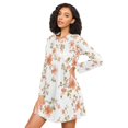 thumbnail image 3 of FORMRS Womens Long Sleeve Nightgowns Crew Neck Sleep Shirt Soft Pajamas Sizes S-3XL, Orange Floral Blooms, 3 of 8
