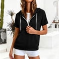 thumbnail image 2 of Sevevn Women's Short Sleeve Hoodie Half Zip Pullover Hooded Sweatshirt with Pocket Casual Raglan Sleeve Tops Black S, 2 of 8