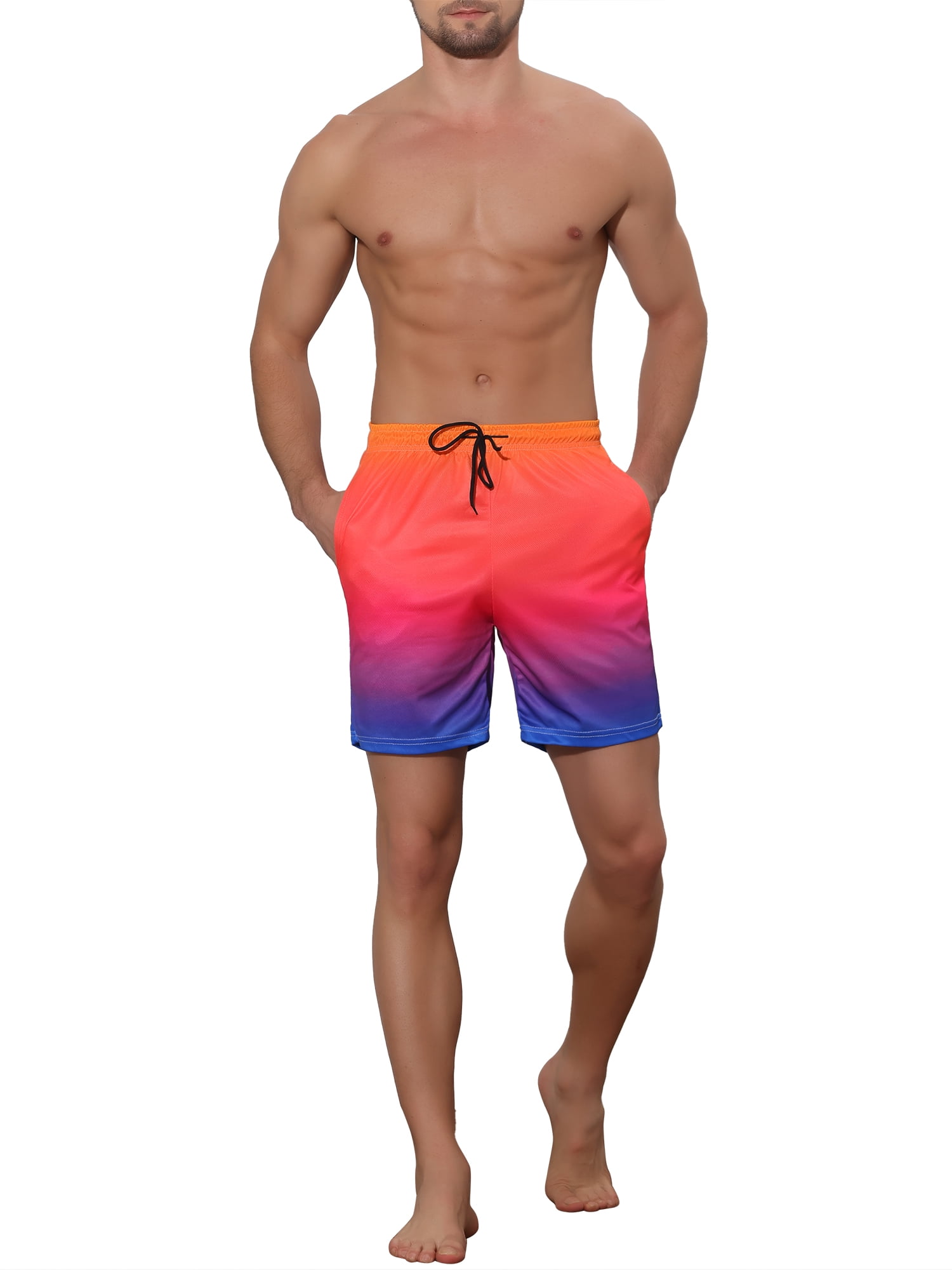 DARING DIVA Men's Color Block Drawstring Beach Board Swim Surfing Shorts 36 Orange