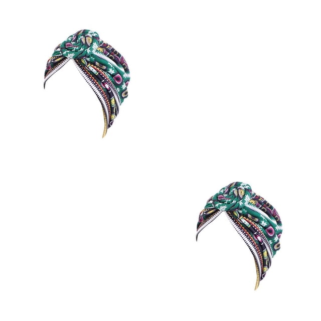 Qarigey Turbante Nudo Estilo bohemio Protección solar Cómodo Estampado Cabello ancho Peinado Moda Pérdida Gorros Ojo verde Ojo verde 2piezas Qarigey CBP468846