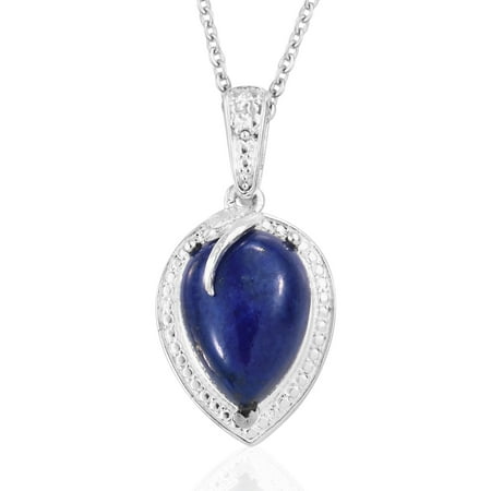 - 925 Sterling Silver Lapis Lazuli Blue Chain Pendant Necklace for Women 20