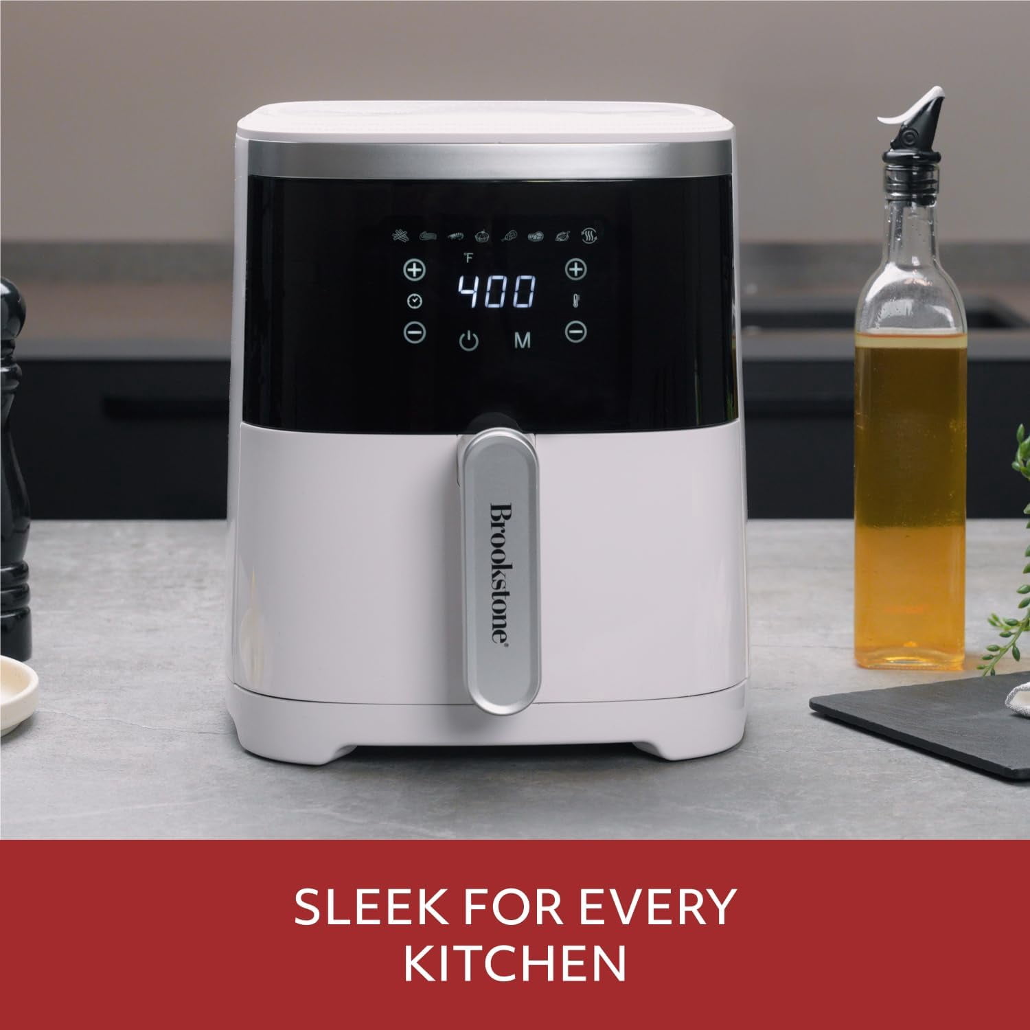 Air Fryer – 4.5 Qt, 1300W Large Capacity Fryer with LED Display, 8 Presets, Adjustable Temp, Oil-Free Kitchen Appliance for Baking, Roasting, Frying, Healthy Crispy Meals, White