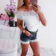 thumbnail image 7 of Womens Black Jean Shorts Denim Women's Slim Shorts Thin Elasticity with Zipper Was Lace Women's Jeans, 7 of 7