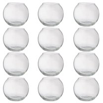 Libbey Footed Bubble Ball Glass Bowls - Set Of 12, 3.9" Tall, 4.9" Diameter, Clear