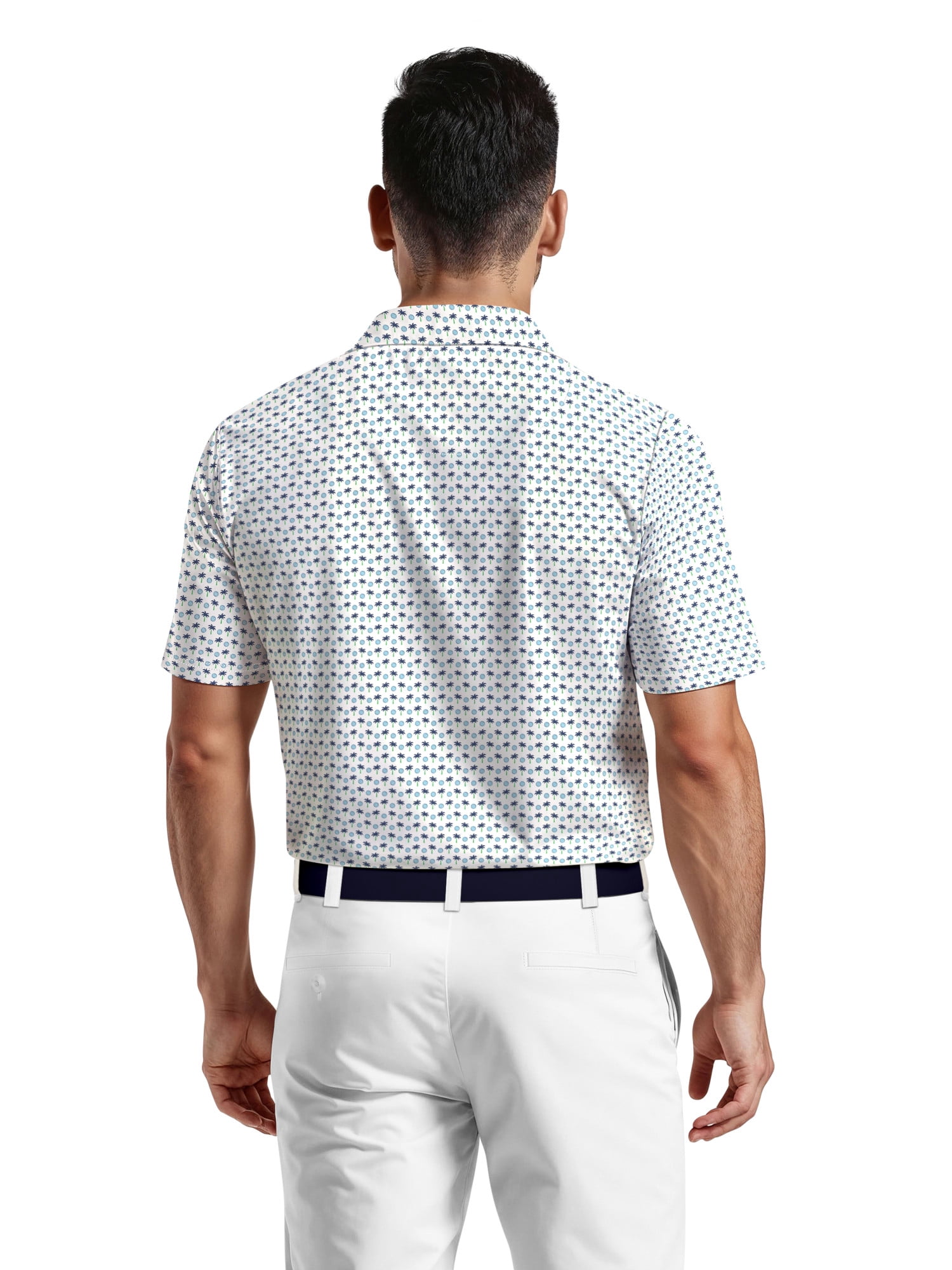 Ben Hogan Men's & Big Men's Performance Palm Tree Golf Ball Short Sleeve Polo Shirt, Sizes S-5XL