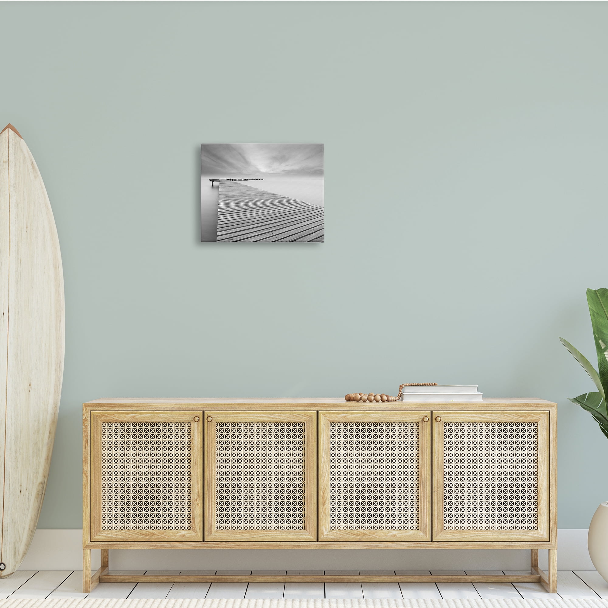 Waterfront Dock Misty Water Lake Landscape 20 in x 16 in Photography Canvas Art Print, by Stupell Home Décor