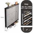 thumbnail image 2 of SOCE041 - Armoire à Chaussures Mince pour Entrée avec Rangement Rabattable - Gris (120 x 24 x 120 cm), 2 of 3