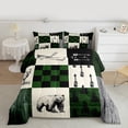 thumbnail image 3 of Feelyou Moose Bear Animal Bedding Comforter Set, Green Check Patchwork Twin Comforter Sets, Farmhouse Hunting Theme Reversible Bedding Set, Breathable Home Decor, 2 Pieces, 3 of 9