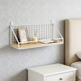 thumbnail image 6 of mfyjkho Wall Mounted Shelf, No Drill Hanging Storage Basket, Bedroom Office Iron Mesh and Wood Organizer, White, Medium Size 35X14X11Cm, 6 of 6