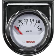 Actron Bosch SP0F000043 Style Line 2" Electrical Voltmeter Gauge (White Dial Face, Chrome Bezel)