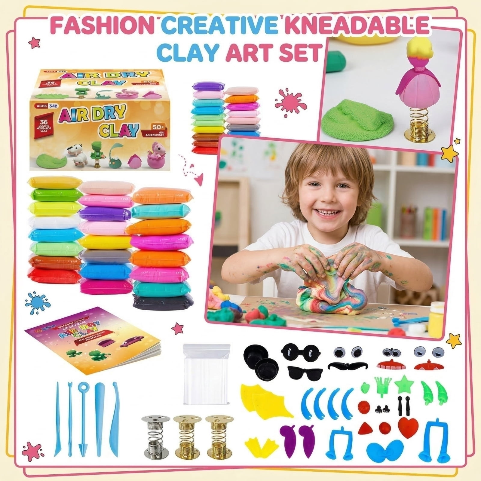 18Pcs Crystal Mud Set 10 Glitters 2 Straws 3 Tools 4 Foam Balls 1 Big Foam 2 Candy Wrappers 3 Flat Beads 1 Clay Fruit Slice 2 Glow Powder 8 Ocean Molds DIY Slime Kit Birthday Gift