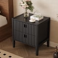thumbnail image 4 of FURNIWAY Nightstand Set of 2, Black Modern Bedside Tables with 2 Drawers, Fluted Wooden Storage Cabinets with Matte Black Handles, End Tables for Bedroom,Living Room,Hallway, 4 of 6