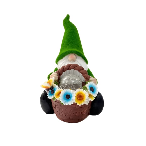 Solar Garden Gnome Statue with Lantern Outdoor Yard Decor Resin Figurine for Patio Lawn Courtyard Walkway Decoration 1 Pc