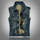 thumbnail image 1 of pstuiky Camiseta sin mangas para hombre, Chaqueta vaquera informal de moda con solapa y sin mangas de color liso para hombre Chaleco de hombre xl, 1 of 9