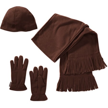 Faded Glory - Fleece Beanie, Gloves and Scarf Set