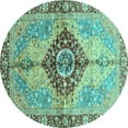 thumbnail image 1 of Ahgly Company Indoor Round Persian Turquoise Blue Traditional Area Rugs, 4' Round, 1 of 4
