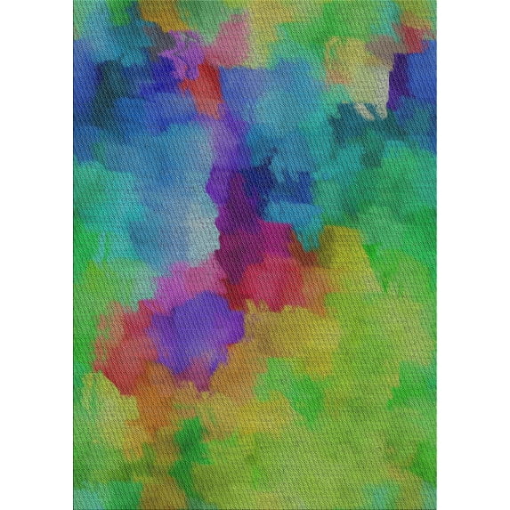 Ahgly Company Machine Washable Indoor Rectangle Transitional Green Area Rugs, 7' x 10'