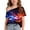 Black-A, variant on Girls 4th July Shirts One Shoulder Short Sleeve Independence Day Print Blouse Summer Cute Casual Loose Tees (7 Years, Gray)