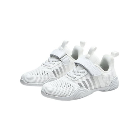 

Ritualay Youth & Adult Dance Sneakers Mesh Cheerleading Shoe Training Cheer Shoes Breathable Lightweight Women Men Girls Boys Competition White 2Y