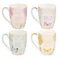 thumbnail image 2 of Botanic Butterfly Blessings Coffee/Tea Mug Set w/Scripture  Teal Grace Butterfly, Purple Blessed Butterfly, Pink Believe Butterfly, Yellow Hope Butterfly, Microwave/Dishwasher Safe, Ceramic 12oz, 2 of 3