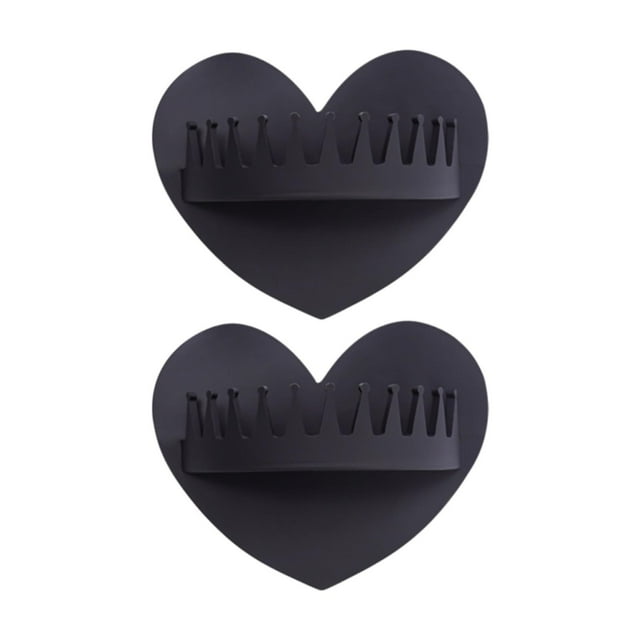 2x Colector de pelo para desagüe de ducha con forma de corazón, accesorios de baño. Negro