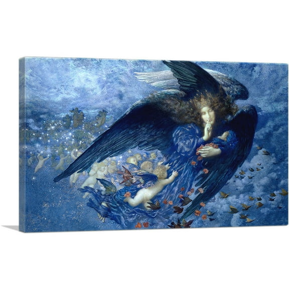 ARTCANVAS Night with her Train of Stars 1912 Canvas Art Print by Edward Robert Hughes - Size: 26" x 18" (0.75" Deep)