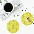 thumbnail image 4 of Honeii Gold Pineapple print Leather Coaster Set of 4, ideal for safeguarding your furniture from drinks spills and effortless cleanup-Octagon, 4 of 6