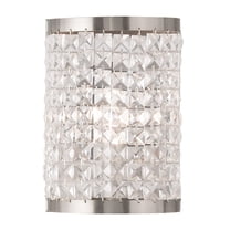 6 inch 1 Light Brushed Nickel Wall Sconce with Clear Crystals Shade