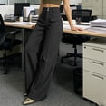 thumbnail image 5 of BRELIL Women Plus Size Wide Leg Trousers High Waisted with Pockets Solid Casual Office Long Pants Loose Fall Winter Fashion Outfits, Black L, 5 of 9