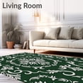 thumbnail image 2 of ODIKA 8'x10' Machine Washable Non-Slip Area Rug, Vintage Damask Bordered Quick Dry Machine Deck Covering High Traffic Rug with Pad, Green, 600822, 2 of 8