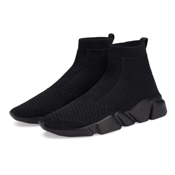 Casbeam Men's Running Knit Comfortable Lightweight Breathable Casual Sports Shoes Fashion Sneakers Slip-On Walking Shoes All Black Size 10