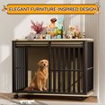 thumbnail image 6 of RERIOU 43" Heavy Duty Dog Crate Furniture with Sliding Door, Metal Frame, Wooden Table Style Indoor Kennel for Large Dogs up to 70 lbs, Easy Assembly & Secure Lock, 6 of 7