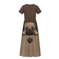 thumbnail image 6 of Uourmeti Cute Pug Paw Print Girls Maxi Summer Dress with Pocket Short Sleeve Spring Boho Long Sundress Casual School for Kids, Size 13-14 Years, 6 of 7