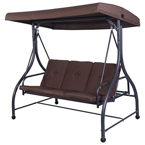 Tangkula Converting Outdoor Swing Patio Porch Garden With Comfortable Cushion Seats Adjustable Canopy Coated Steel Frame Hammock 3 Deck Furniture Brown Com - Tangkula Outdoor Chaise Lounge Chair With Folding Canopy Tangkula Converting Outdoor Swing Patio Porch Garden With Comfortable Cushion Seats Adjustable Canopy Coated Steel Frame Hammock 3 Deck Furniture Brown Com - Tangkula Outdoor Chaise Lounge Chair With Folding Canopy