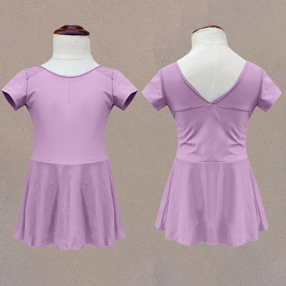 Delliss Girls Ballet Leotards Short Sleeve Toddler Dance Outfit Combo Ballerina Costume Gymnastic Dress