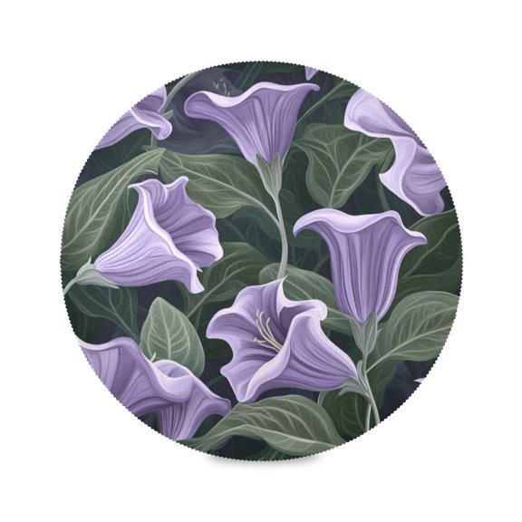 WOBOGO Purple Datura Stramonium Round Placemats Set of 6 Heat Resistant Washable Kitchen Table Decorations 15.4in