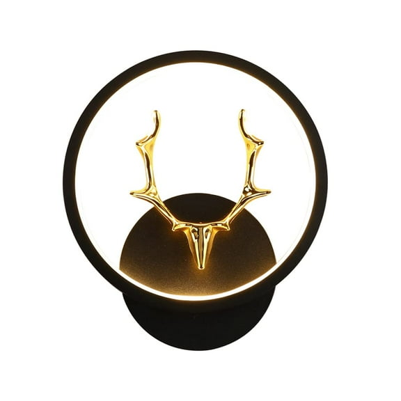 LINLIN Indoor Wall Lights, 12W LED Wall Light Round Metal Wall Lamp 3 Colors Temp Adjustable Decorative Wall Lighting for Living Room Bedroom Stair