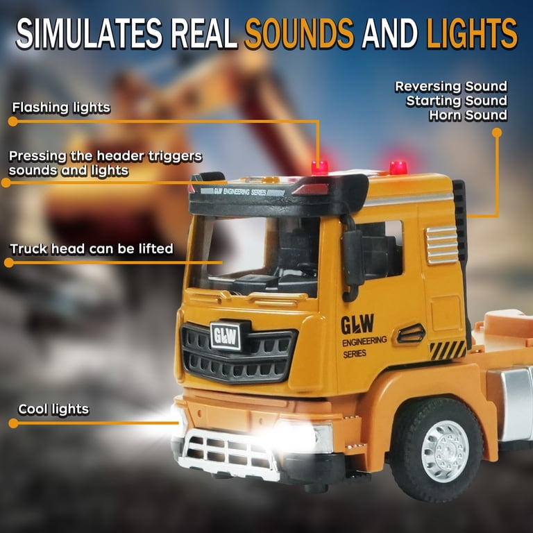 JBeeCtrl Construction Toys Set with Semi Truck, Excavator