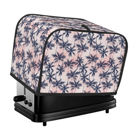 

KLL Tropics Palm Trees Print 2 Slice Toaster Dust Covers Kitchen Small Appliance Cover with 2 Pockets Can hold Jam Spreader Knife & Toaster Tongs (11.4 x 7.9 x 7.5)