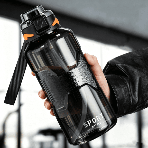 1.5L Straw Water Bottle, Large Capacity Plastic Sports Water Cup with Scale Marker for Gym Travel Outdoor