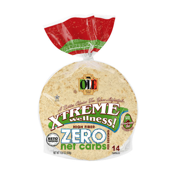 Olé Xtreme Wellness® Street Taco ZERO Net Carbs | 4.5" Size FlourTortillas |Zero Net Carbs |Keto Certified | 10.8 oz.| 14 Count (Pack of 4)