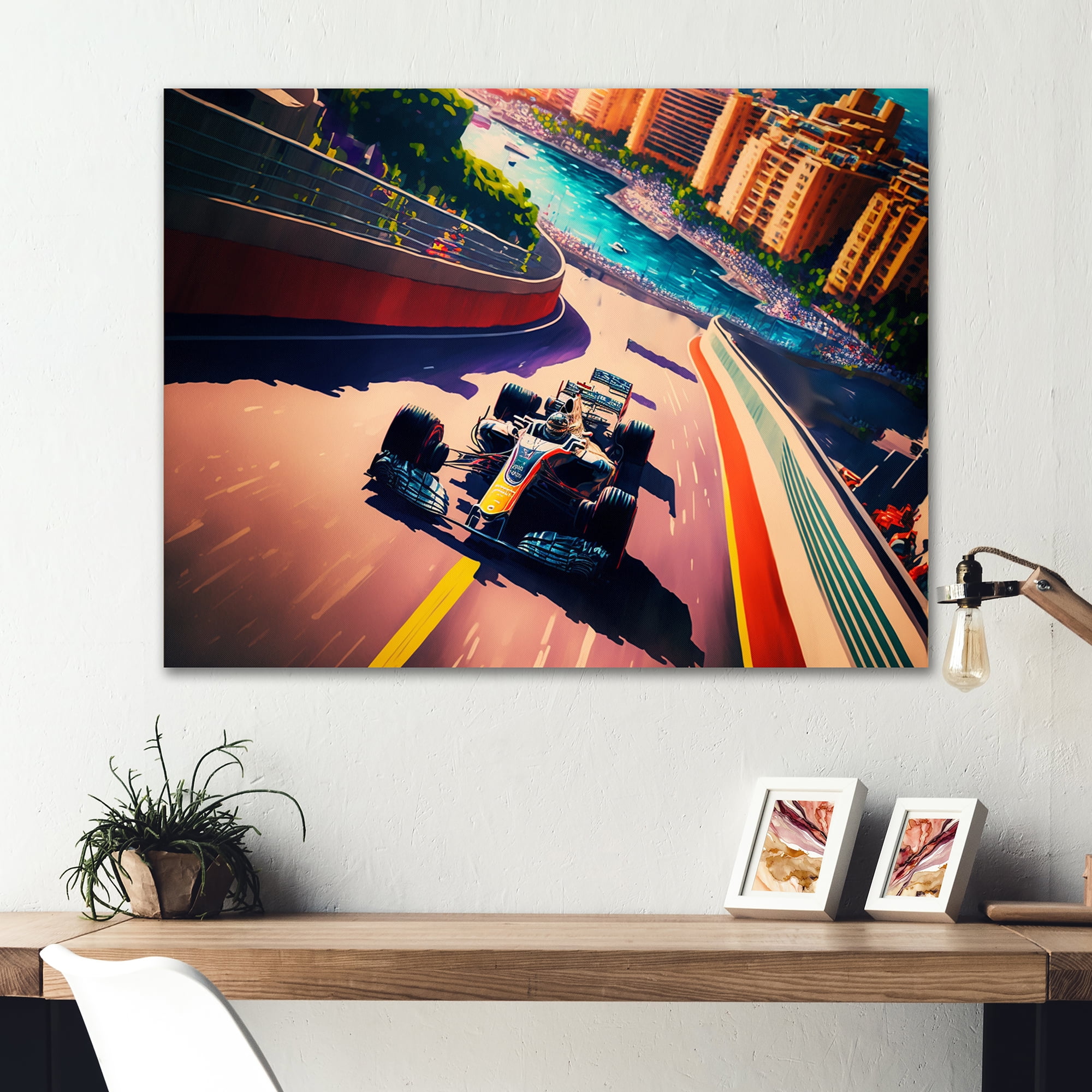 Designart Racing car in Monaco GP IX Canvas Wall Art