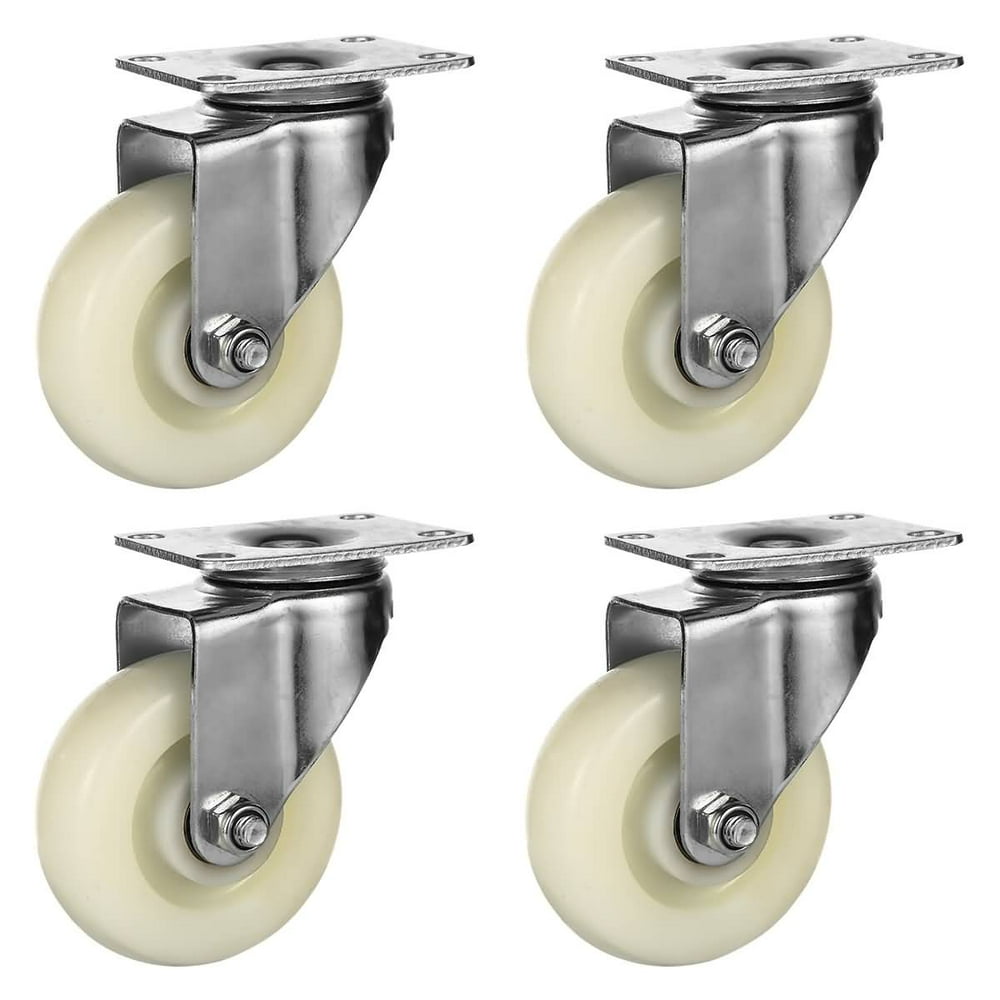 Factorduty 4 Inch Plate Caster Wheel White Nylon Wheels Premium Non