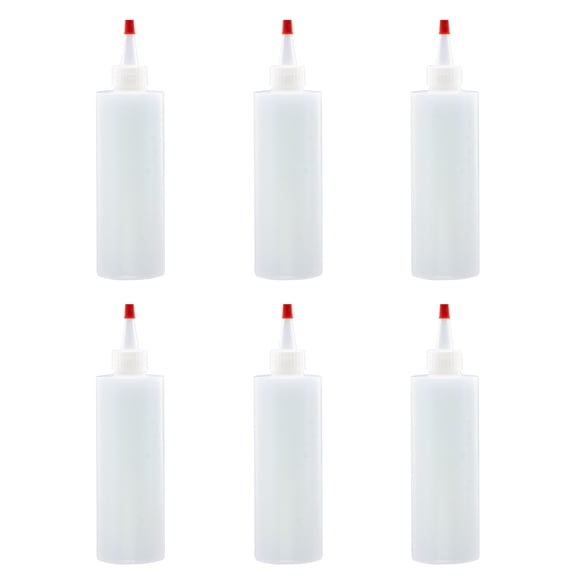 Lakeshore Trade 6 Pack - 8 oz, Plastic Squeeze Bottles HDPE with Cap