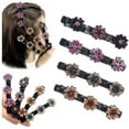 thumbnail image 2 of 8/4 unidades de pinzas para el pelo trenzadas con pedrería acrílica y encaje de cinco pétalos para cabello quebradizo; diademas de satén para mujer; peinados para todas las ocasiones, 2 of 3