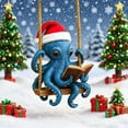thumbnail image 5 of ‌Christmas Tree Ornament - Cute Octopus in Santa Hat on Swing,3.15in Acrylic Decor,Festive Holiday Hanging Ornament for Xmas Tree,Unique Ocean Themed Gift‌, 5 of 6